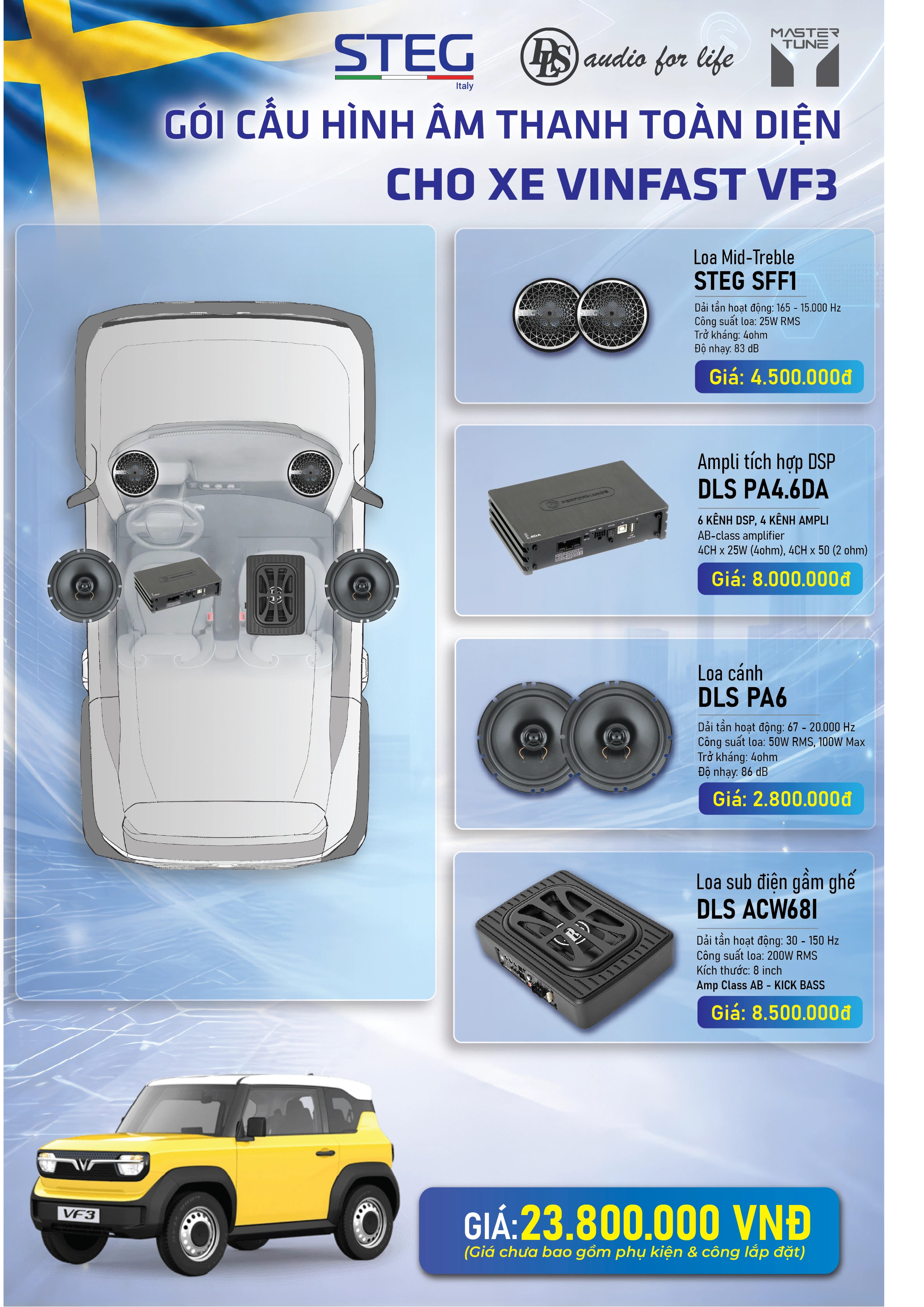 Combo nâng cấp âm thanh cho Vinfast VF3