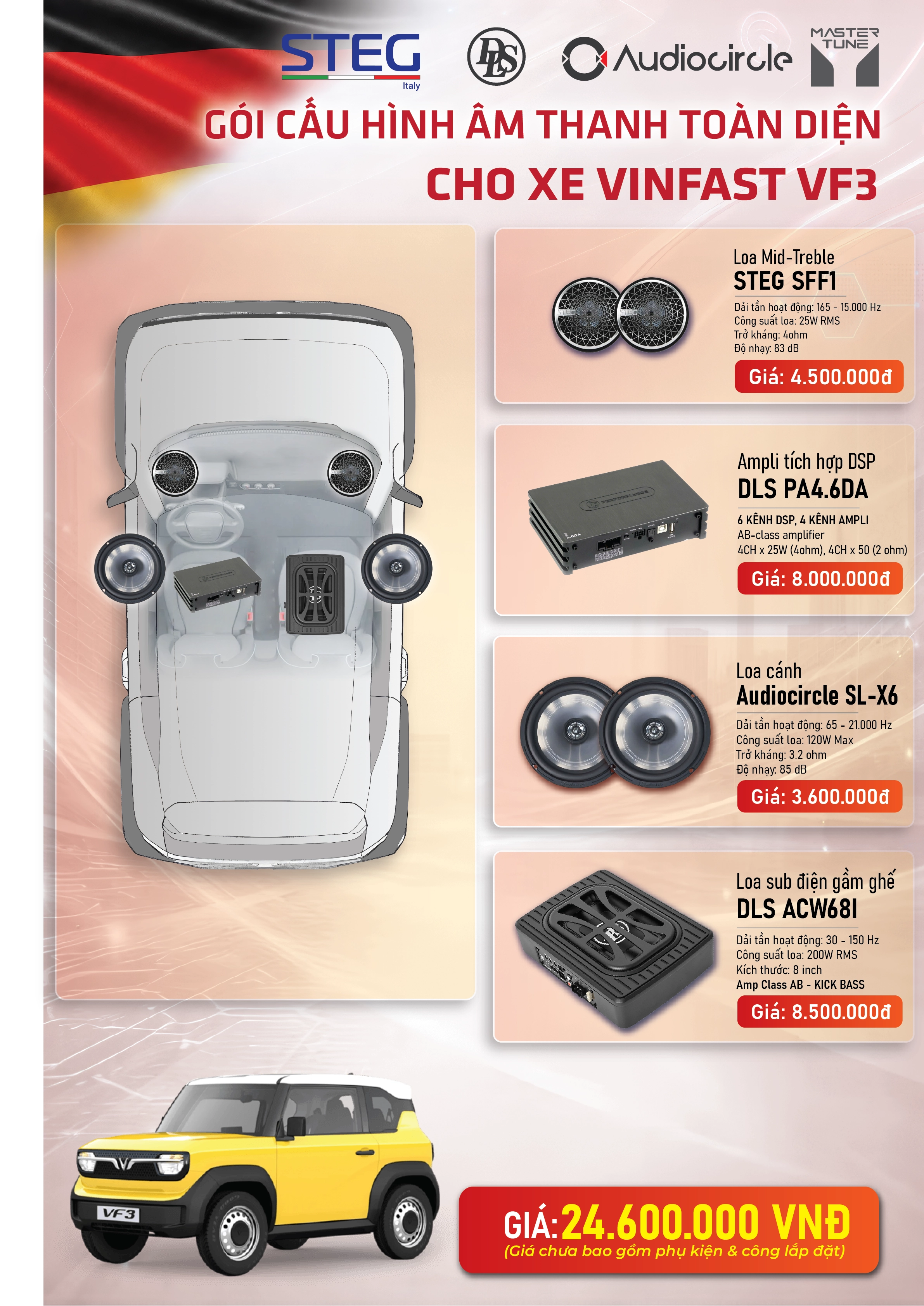 Combo nâng cấp âm thanh cho Vinfast VF3