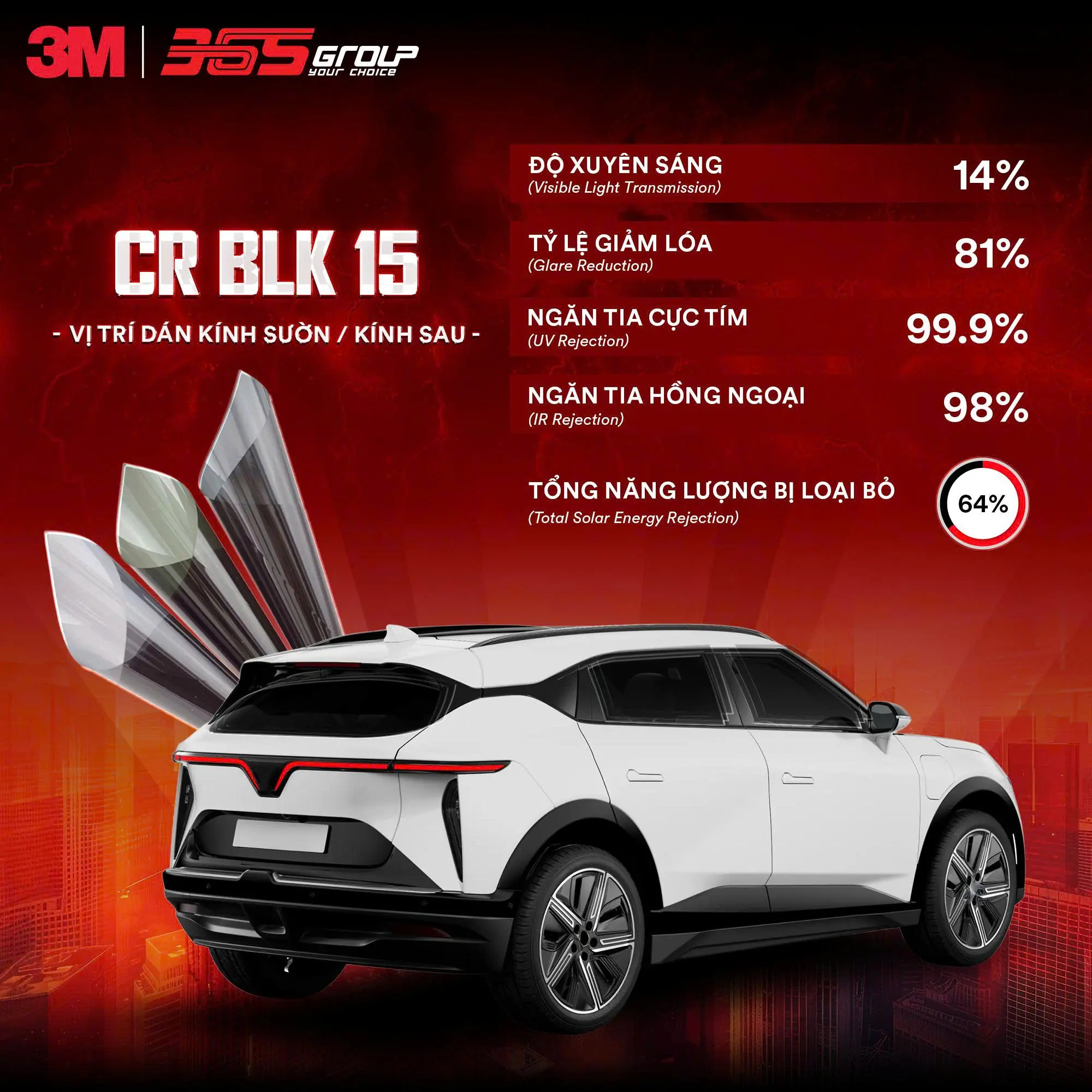 Film cách nhiệt 3M CR BLK 15